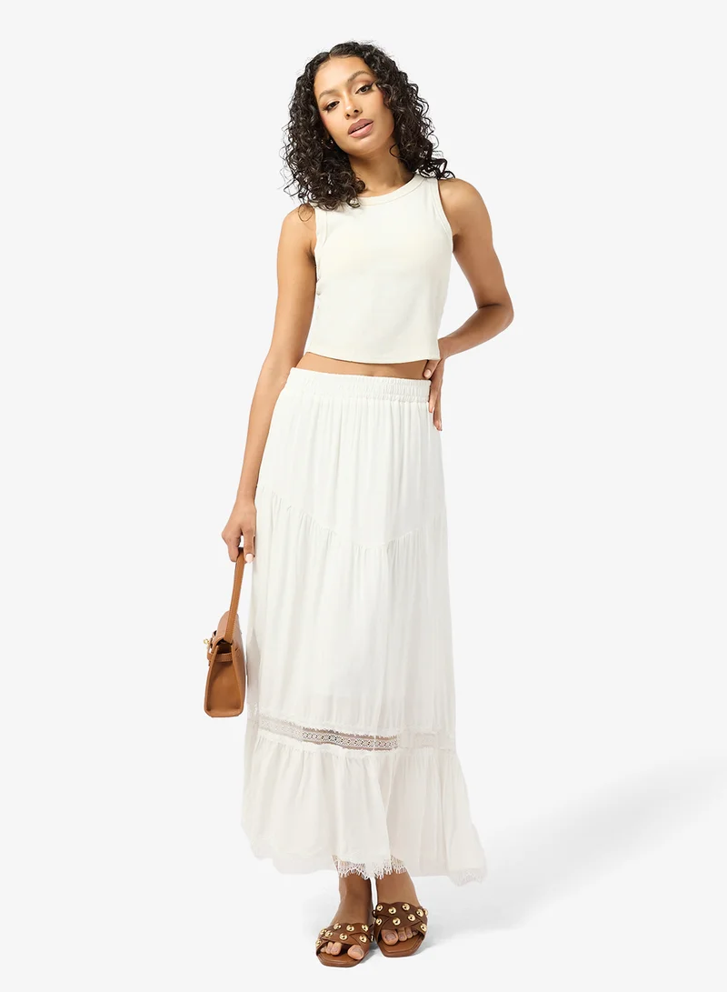 جينجر Ruffle Sleeve Detail Corset Top & A Line Skirt Coord Set